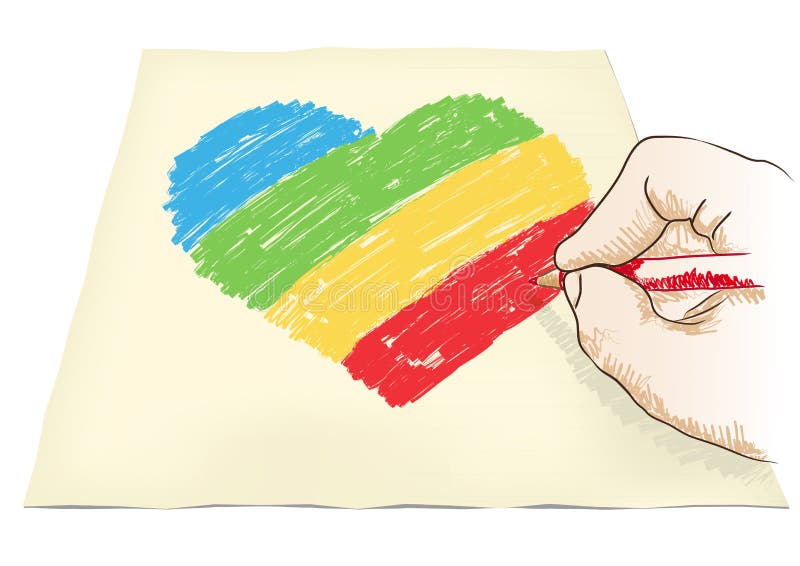 Hand draws heart stock illustration. Illustration of white 32739660