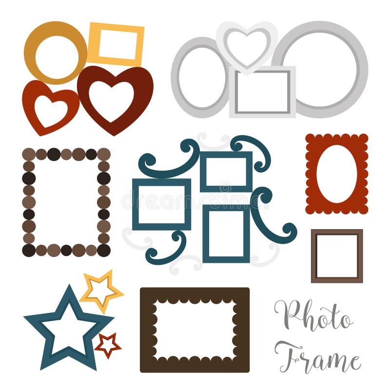 Hand drog photoframes stock illustrationer Hand drog photoframes stock illustrationer