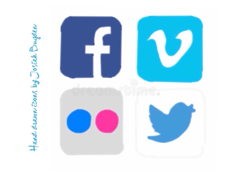 Hand drog sociala massmediasymboler stock illustrationer Hand drog sociala massmediasymboler stock illustrationer