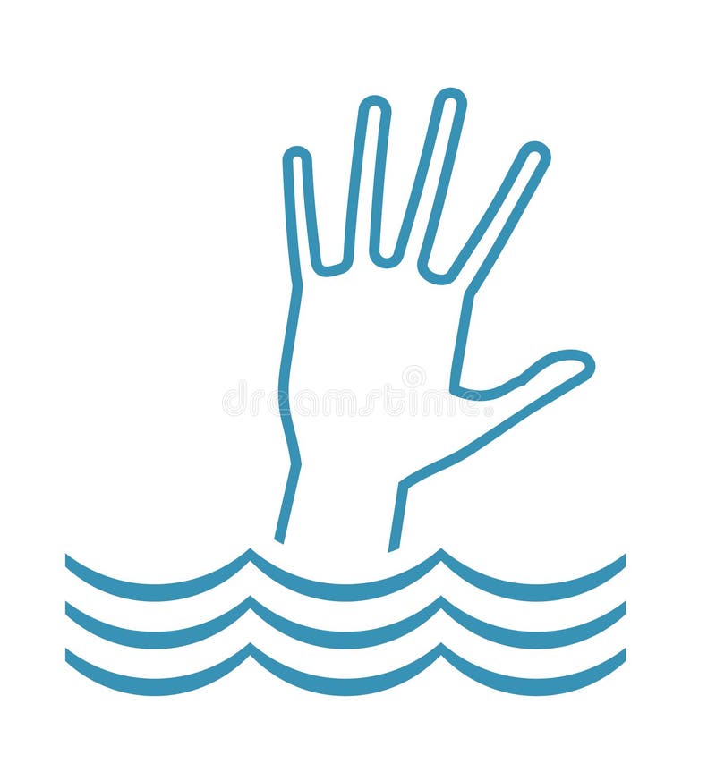 Hand drowning in water stock vector. Illustration of draw - 157151912