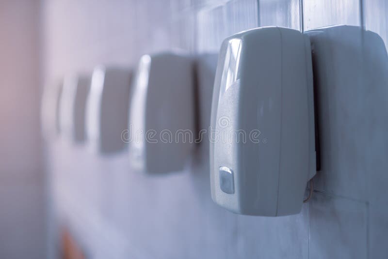 Automatic Drier for Hands in a Public Toilet Stock Image Image of