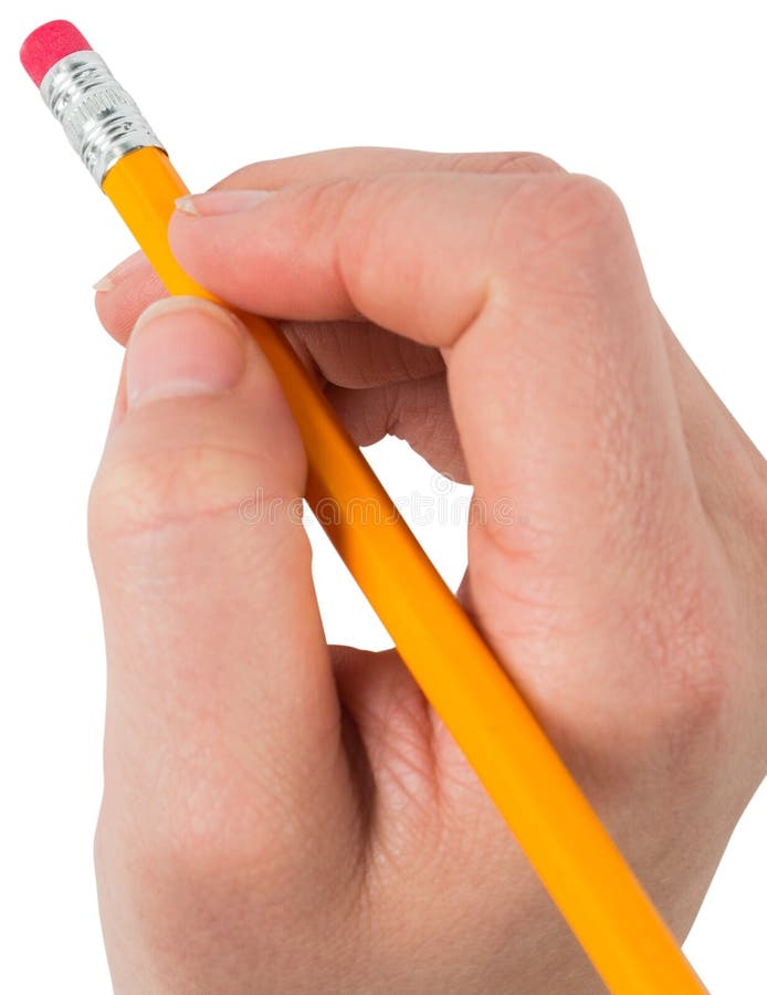 Hand erasing with pencil eraser stock image