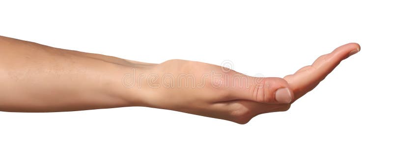 Hand extended palm to hold or ask for something with white background vector illustration
