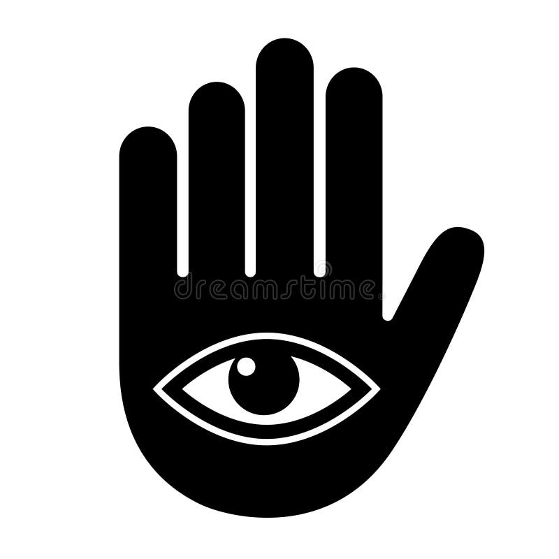 Hand with Eye Spiritual Icon, Hamsa Symbol Stock Vector - Illustration ...