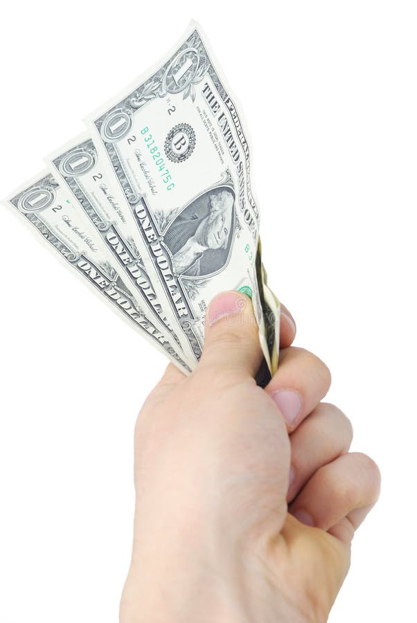 Hand With Few Bucks Isolated On White Stock Photo - Image of ...