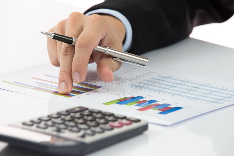 Hand with finance report royalty free stock photography