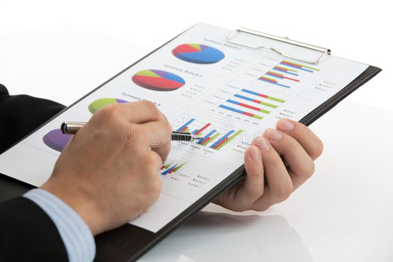 Hand with finance report and accounting business. Diagram marketing research concept stock images, royalty-free photos and pictures