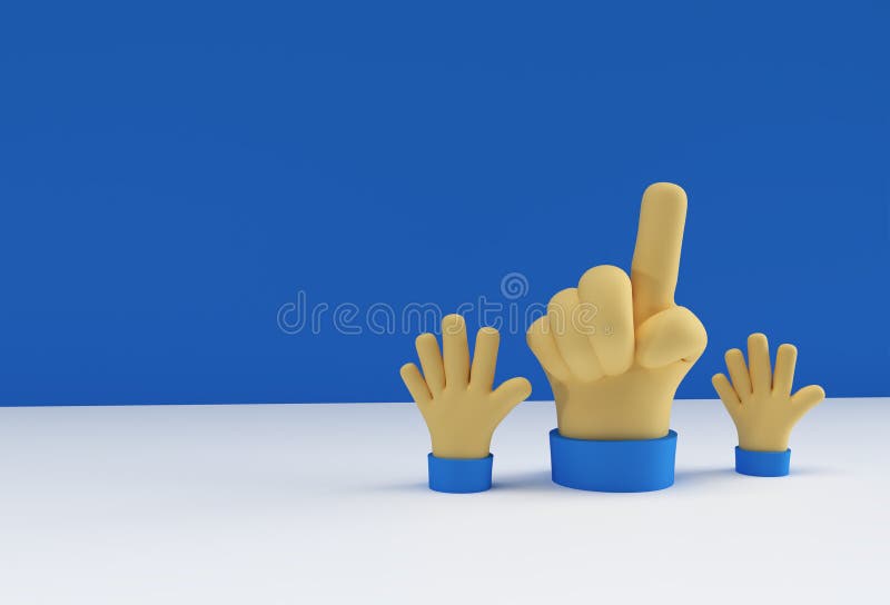 Hand Finger nach oben Geste zeigen Feier 3D Rendering Illustration Design stock abbildung