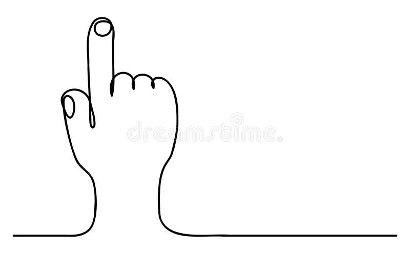 One line minimalism point finger, hand in number one sign Stock Vector