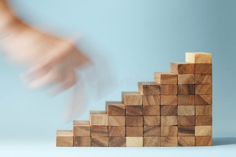 Hand finger walk on stacked wooden block like stairs. stock images Hand finger walk on stacked wooden block like stairs. stock images
