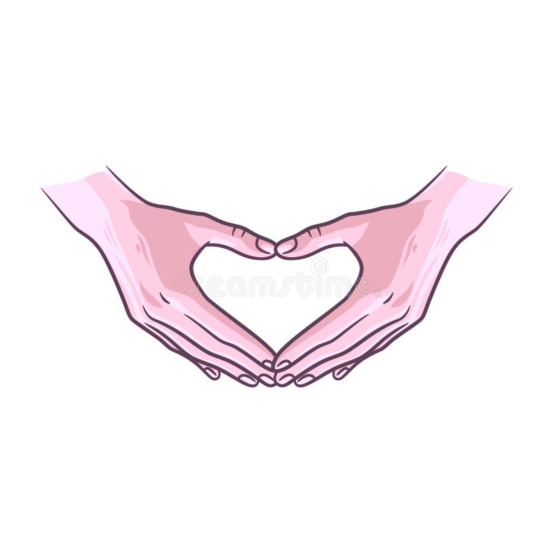Hand fingers making heart shape stock illustration