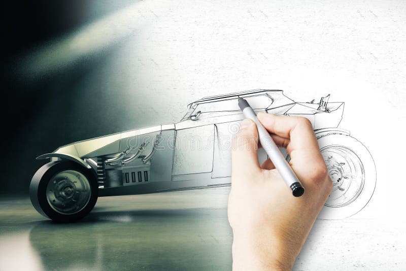 Hand finishing car project stock illustration. Illustration of model