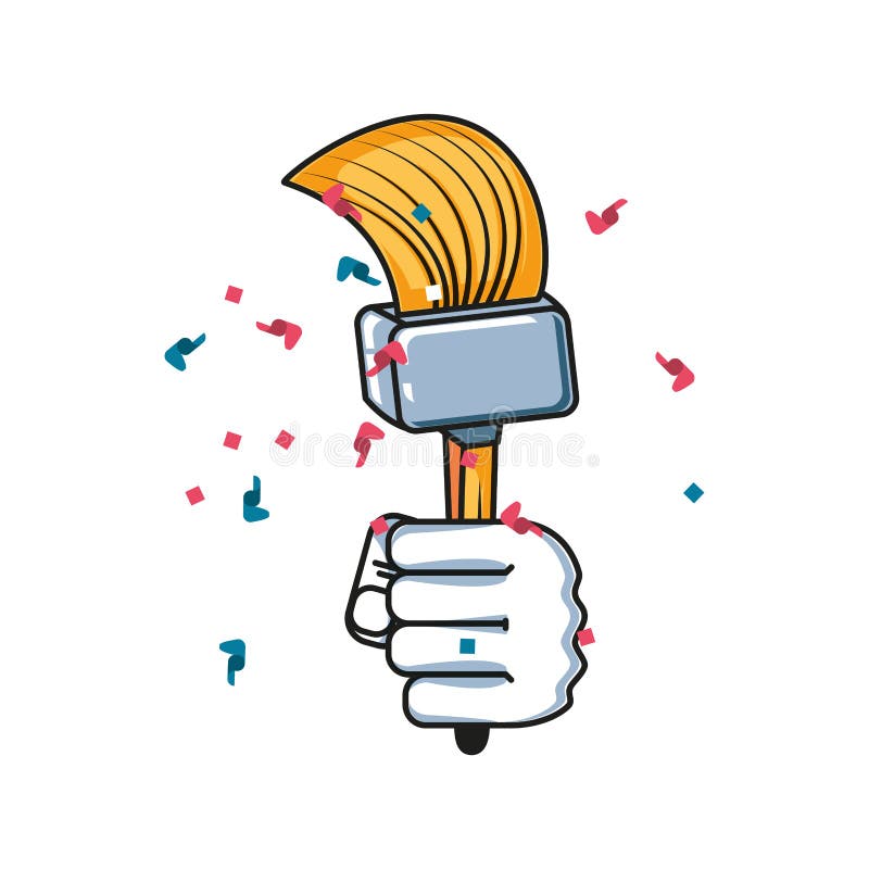 Hand Fist Power with Paint Brush Stock Illustration Illustration of freedom, aggression 157525110