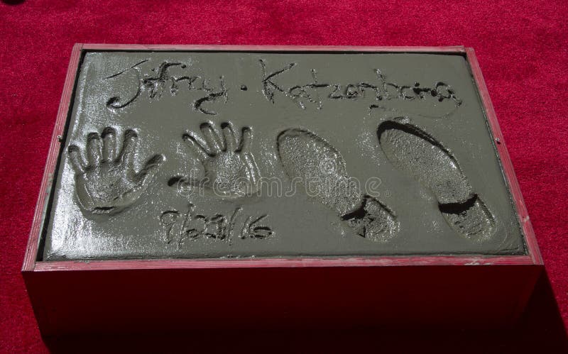 Hand&footprints katzenbergs джеффри стоковое фото