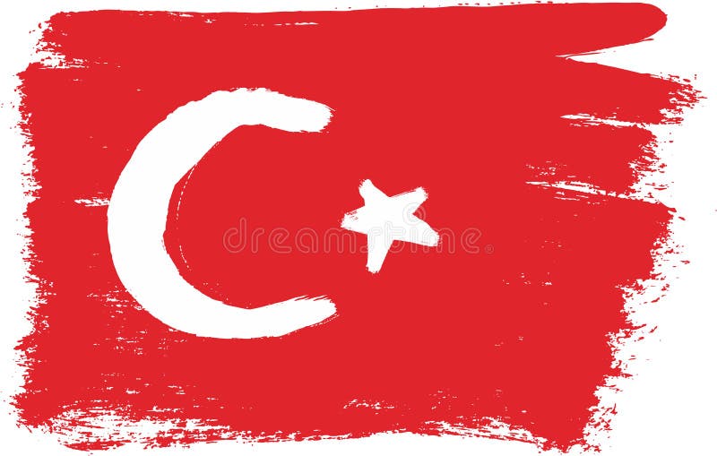 Hand för Turkiet flaggavektor som målas med den rundade borsten stock illustrationer Hand för Turkiet flaggavektor som målas med den rundade borsten stock illustrationer