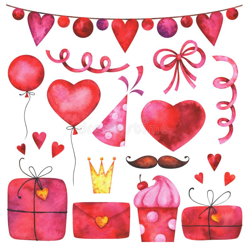 Hand geschilderde van de de dagklem van Valentine ` s de kunstreeks vector illustratie Hand geschilderde van de de dagklem van Valentine ` s de kunstreeks vector illustratie