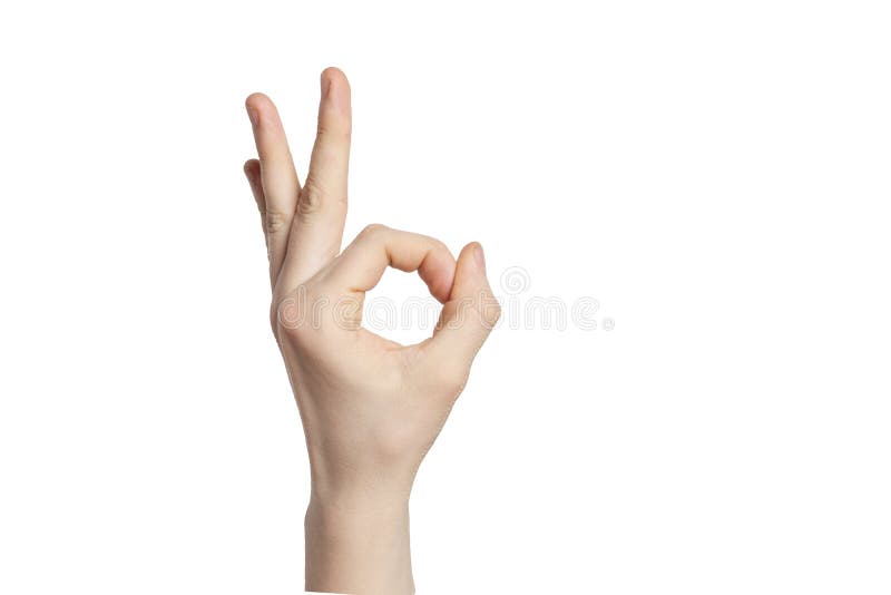 Hand gesture OK on an isolated background. Outer side royalty free stock photos Hand gesture OK on an isolated background. Outer side royalty free stock photos