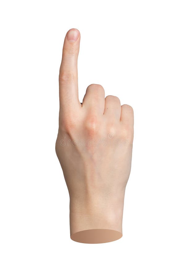Hand gesture with pointing finger, indicating sign. Index finger, pointer picking. Close up stock image