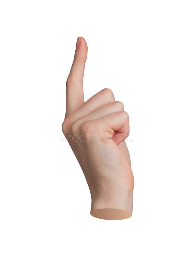 Hand gesture with pointing finger, indicating sign. Index finger, pointer close up, isolated on royalty free stock photo