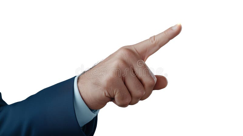 Hand gesture pointing upward with transparent background for clear visual emphasis. A detailed hand pointing gesture captured on a transparent background, ideal for various design applications. Generative AI