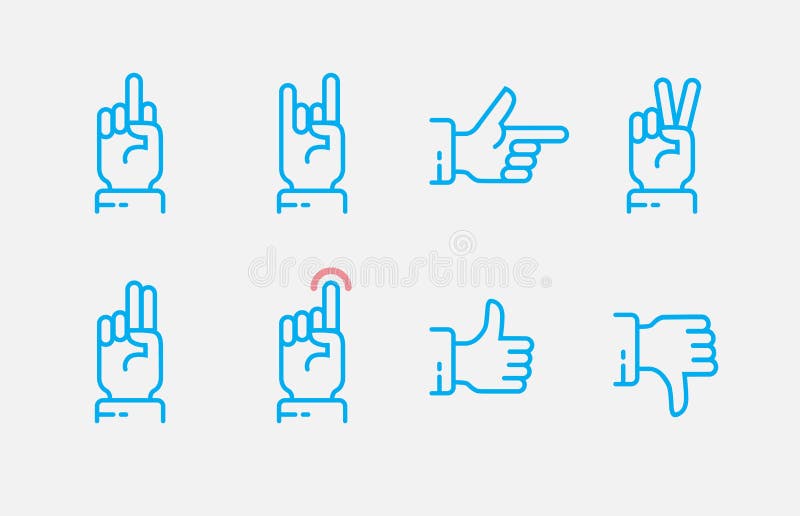 Hand gestures thin line icon set. Vector touch screen gestures icons in thin line style royalty free illustration Hand gestures thin line icon set. Vector touch screen gestures icons in thin line style royalty free illustration