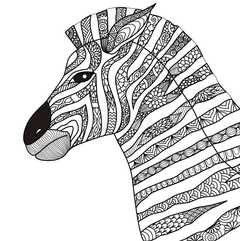 Hand getrokken gestreepte zentanglestijl voor het kleuren van boek, tatoegering, t-shirtontwerp, embleem vector illustratie Hand getrokken gestreepte zentanglestijl voor het kleuren van boek, tatoegering, t-shirtontwerp, embleem vector illustratie
