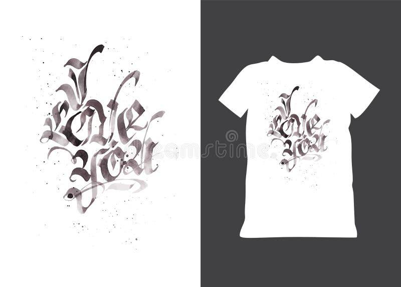 Hand getrokken gotisch citaat I Liefde u Vuile grungevalentijnskaarten geïsoleerde tekst typografieembleem voor vakantiet-shirt, royalty-vrije illustratie Hand getrokken gotisch citaat I Liefde u Vuile grungevalentijnskaarten geïsoleerde tekst typografieembleem voor vakantiet-shirt, royalty-vrije illustratie