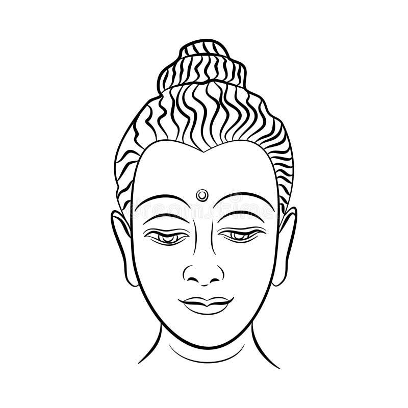 Hand getrokken het gezichts vector, Inspirational affiche van Boedha voor meditatieruimte Het zwarte hoofd van tatoegeringsboedha vector illustratie Hand getrokken het gezichts vector, Inspirational affiche van Boedha voor meditatieruimte Het zwarte hoofd van tatoegeringsboedha vector illustratie