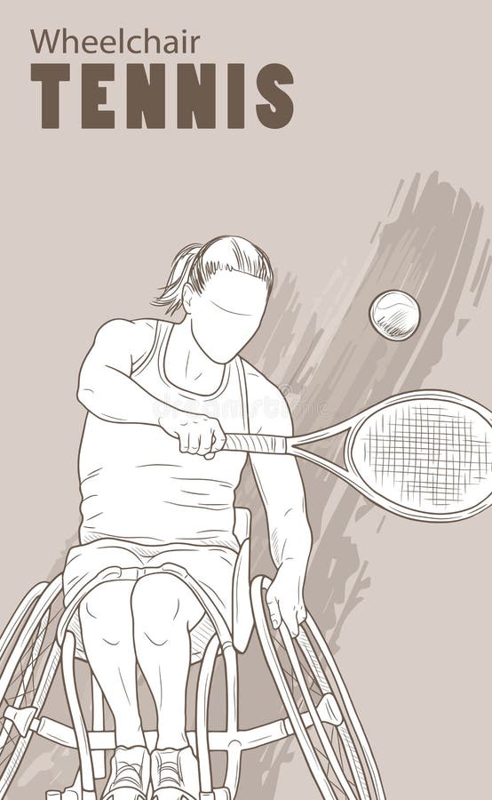 Hand getrokken illustratie De atleet van het rolstoeltennis Vectorschetssport Grafisch silhouet van gehandicapt meisje met a vector illustratie Hand getrokken illustratie De atleet van het rolstoeltennis Vectorschetssport Grafisch silhouet van gehandicapt meisje met a vector illustratie