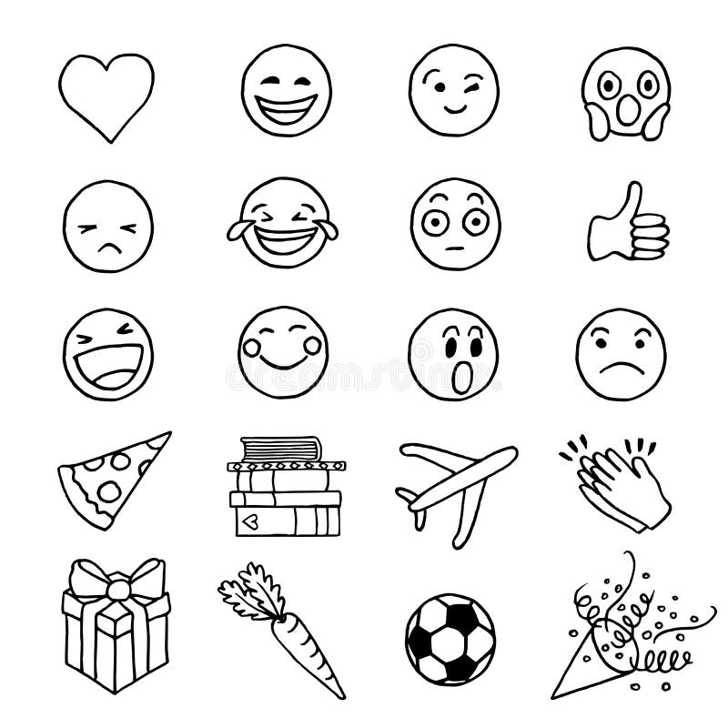 Hand getrokken krabbelemoji royalty-vrije illustratie Hand getrokken krabbelemoji royalty-vrije illustratie