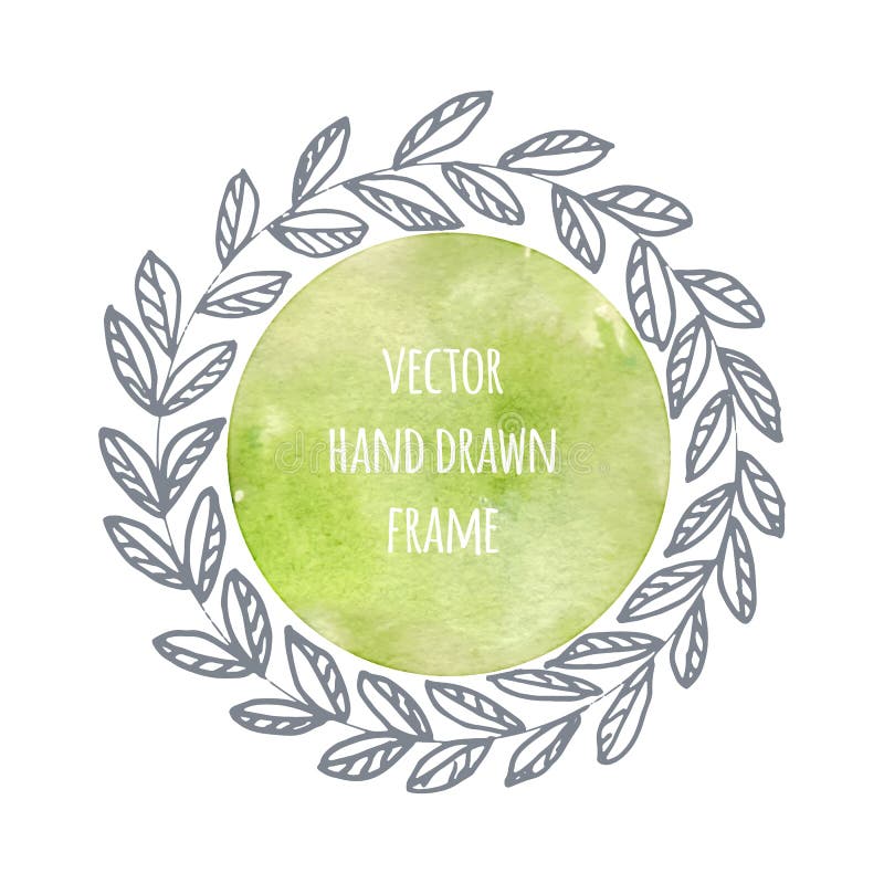 Hand getrokken kroonreeks die in vector wordt gemaakt Bladerenslingers Romantische bloemenontwerpelementen met waterverfachtergro stock illustratie Hand getrokken kroonreeks die in vector wordt gemaakt Bladerenslingers Romantische bloemenontwerpelementen met waterverfachtergro stock illustratie