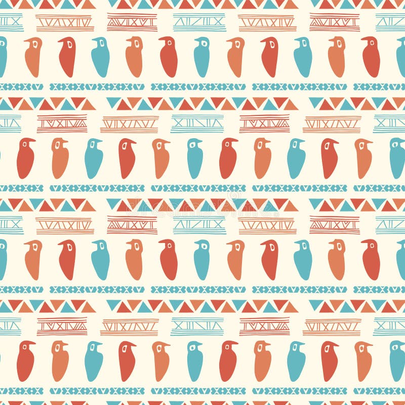 Hand Getrokken Oud Grieks Blauw Vogelpatroon stock illustratie Hand Getrokken Oud Grieks Blauw Vogelpatroon stock illustratie