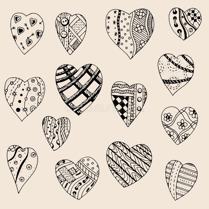 Hand getrokken reeks zwarte harten vector illustratie Hand getrokken reeks zwarte harten vector illustratie