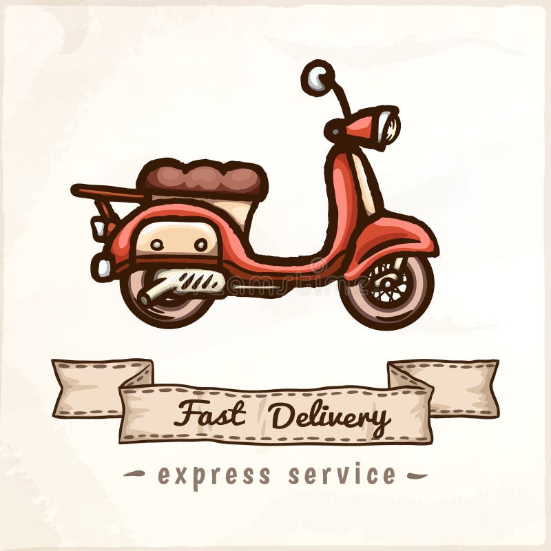 Hand getrokken retro autoped stock illustratie Hand getrokken retro autoped stock illustratie