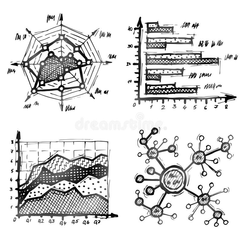Hand getrokken verschillende soorten infographics stock illustratie Hand getrokken verschillende soorten infographics stock illustratie