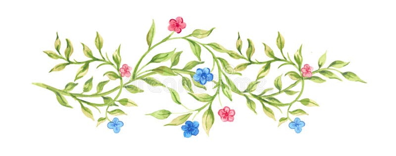 Hand getrokken waterverftakje met bloemen stock illustratie Hand getrokken waterverftakje met bloemen stock illustratie