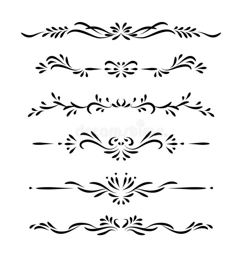 Hand getrokken zwarte vector sier decoratieve die grenzen op witte achtergrond worden geïsoleerd stock illustratie Hand getrokken zwarte vector sier decoratieve die grenzen op witte achtergrond worden geïsoleerd stock illustratie