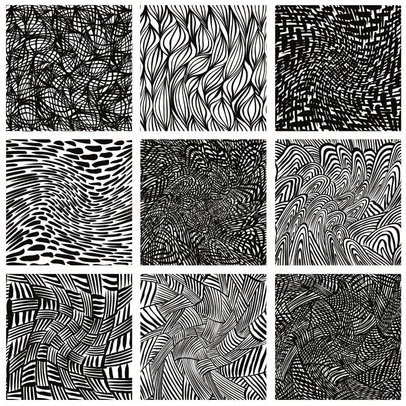 Hand gezeichnete doddle nahtlose Muster eingestellt stock abbildung Hand gezeichnete doddle nahtlose Muster eingestellt stock abbildung