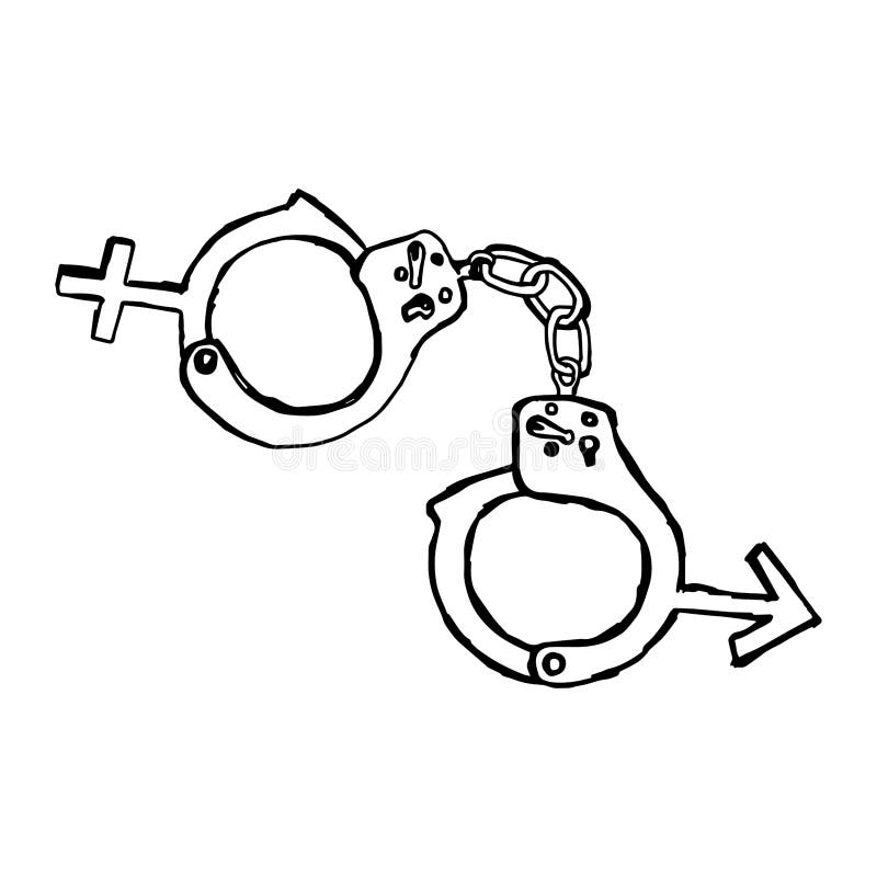 Hand gezeichnete Gekritzel der Handschelle mit Sex unterzeichnen lizenzfreie abbildung Hand gezeichnete Gekritzel der Handschelle mit Sex unterzeichnen lizenzfreie abbildung