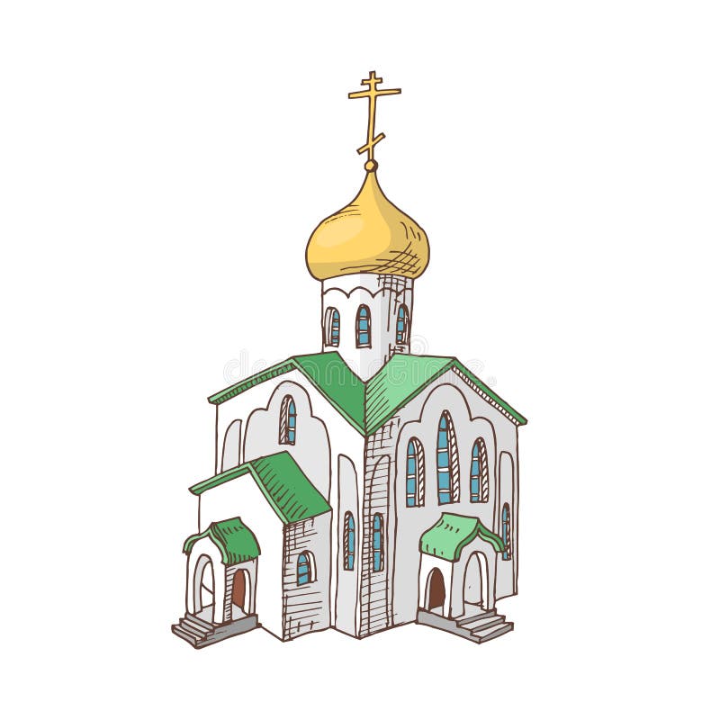 Hand gezeichnete Russisch-Orthodoxe Kirche