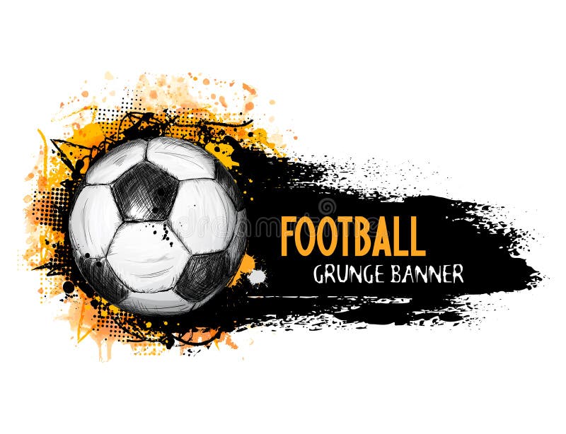 Hand gezeichnete Vektorschmutzfahne mit Fußball vektor abbildung Hand gezeichnete Vektorschmutzfahne mit Fußball vektor abbildung