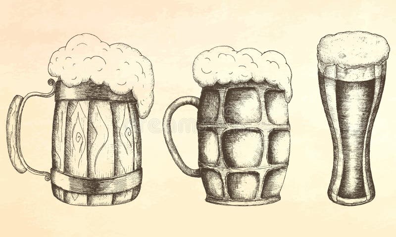 Hand gezeichneter Becher Bier