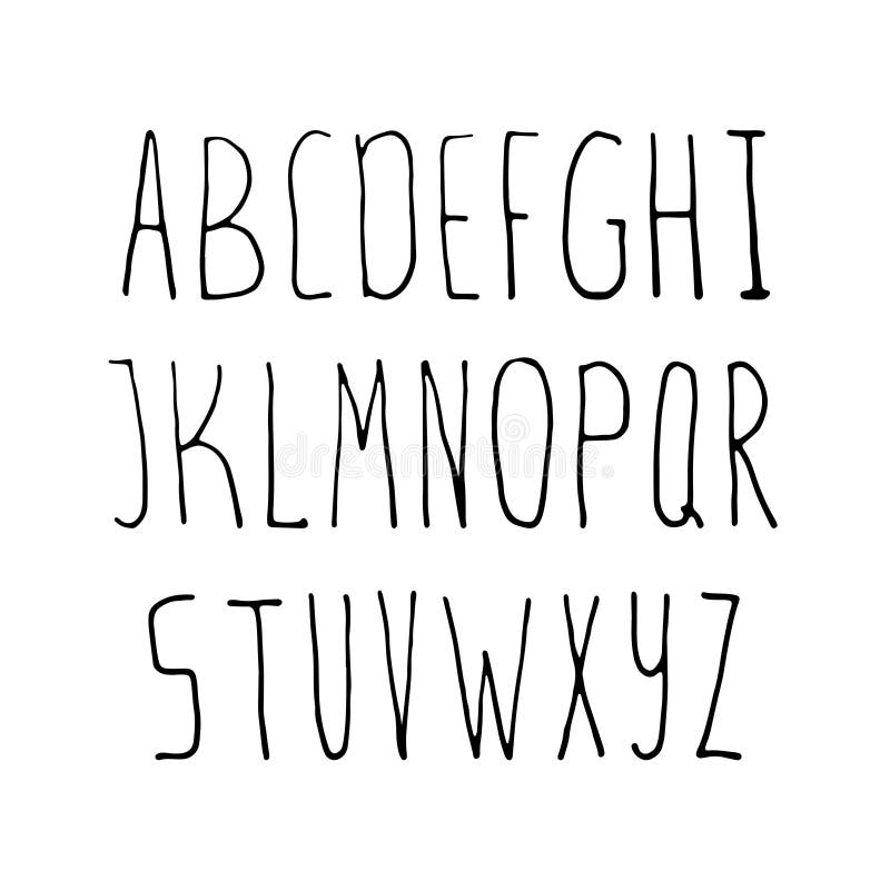 Hand gezeichnetes einfaches Alphabet vektor abbildung