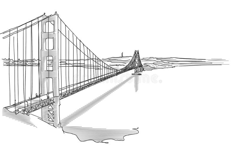 Hand gezeichnetes Golden gate bridge vektor abbildung Hand gezeichnetes Golden gate bridge vektor abbildung