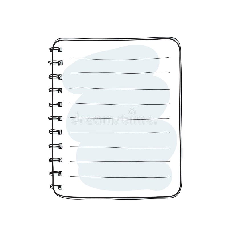Hand gezeichnetes Notizbuch auf weißem Abdeckungsvektor des Hintergrundleeren papiers vektor abbildung