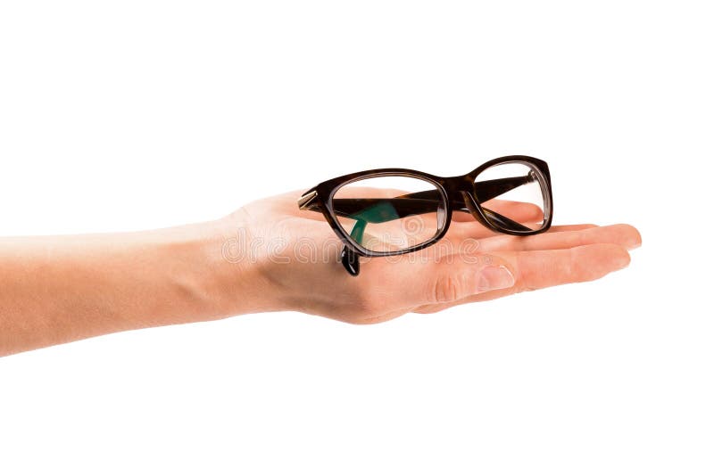 Hand Giving Eyeglasses. Isolated on White Stock Photo Image of white