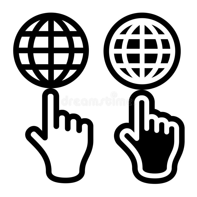 Hand and globe black symbol