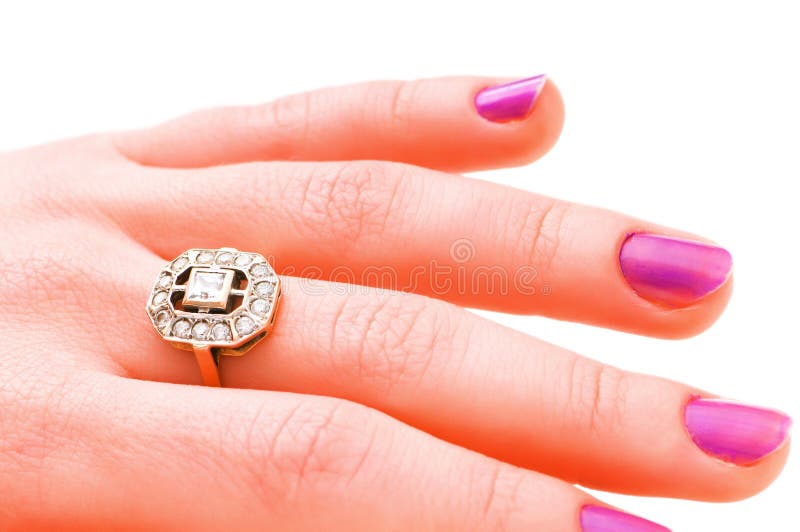 Hand with golden ring isolated royalty free stock image
