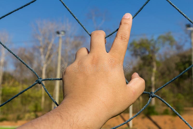Hand grab the rope mesh stock image. Image of border 71327903