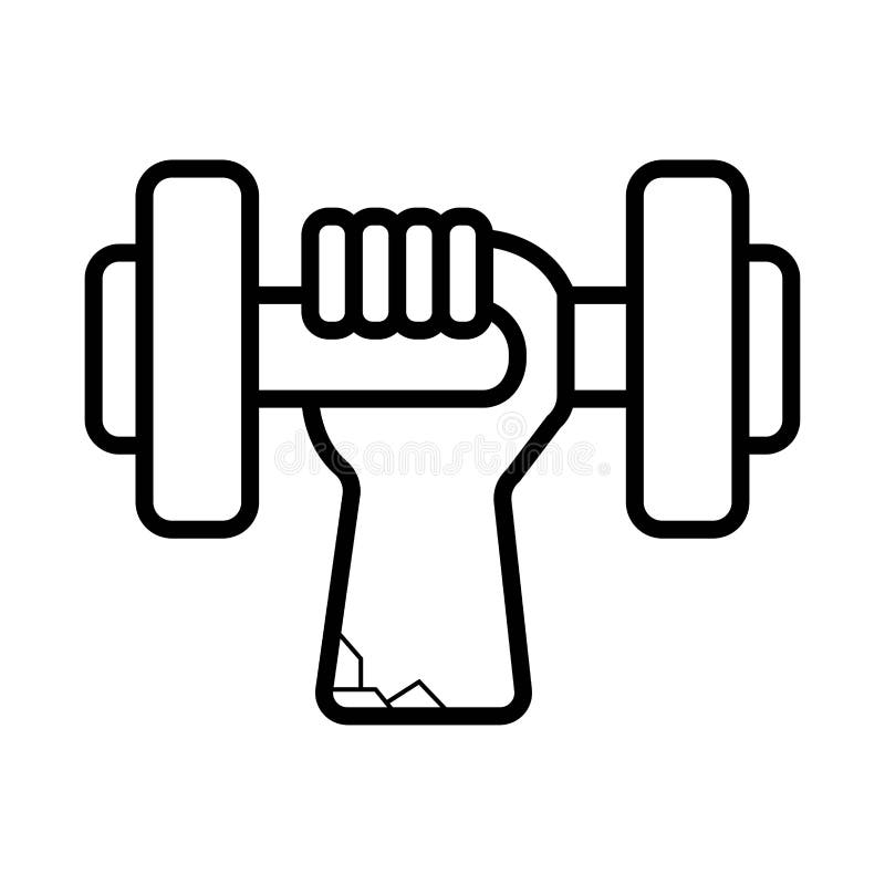 Hand grasping dumbbell icon. Hand grasping dumbbell icon